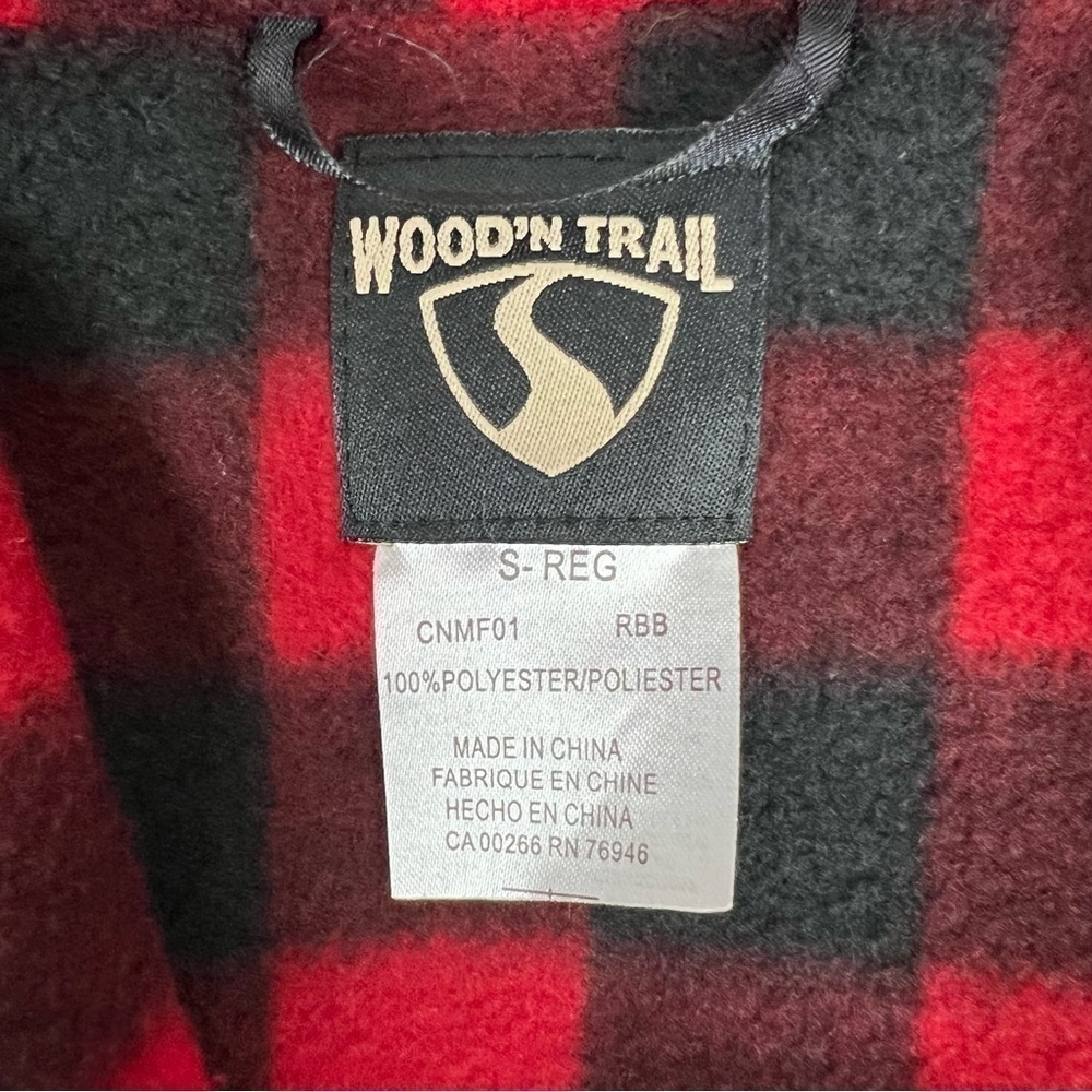 WOOD’N TRAIL Men’s Full Zip Buffalo Plaid Fleece Jacket Sz Small Zip Pockets - Picture 5 of 11